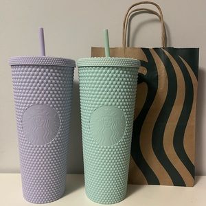 BUNDLE - mint and lilac Starbucks studded tumbler